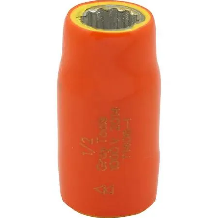 Gray Tools 1408-I insulated socket, orange and yellow layers, 12-point, 1/2 inch drive