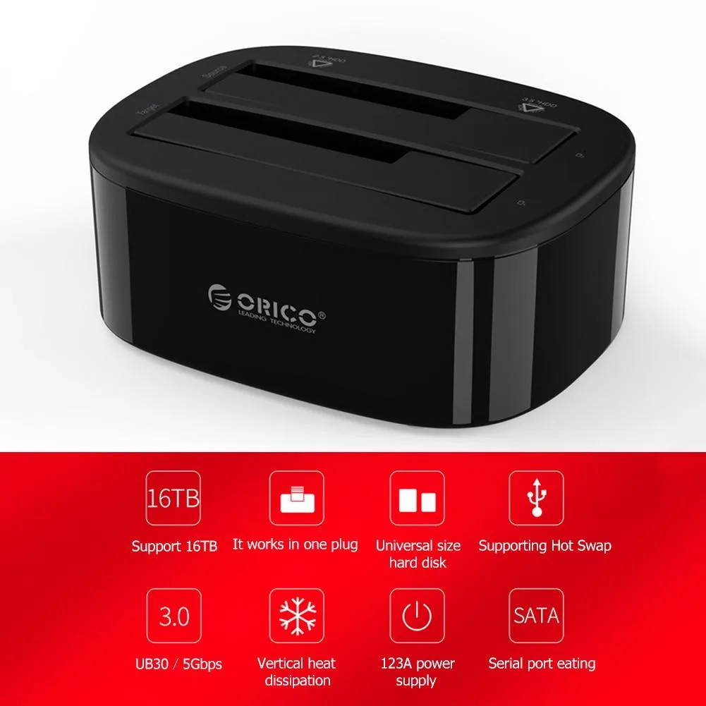 YINGHUA YINGHUA 6228US3 USB 3.0 to SATA Dual Bay Docking Station for 2.5 3.5 inch HDD SSD 20TB gadget — product photo