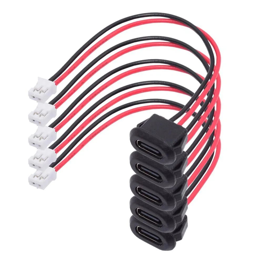 LORDWORLD LORDWORLD USB-C Female to 2-Pin Header Cable 12cm 2.0mm Pitch Latch Mount 5pcs — product photo