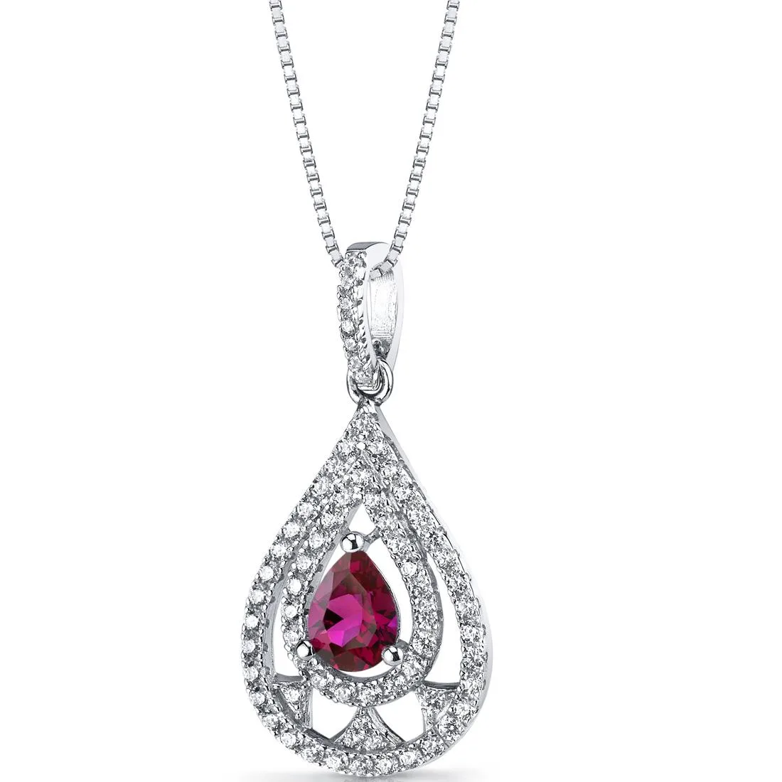 Oravo Oravo Created Ruby Chandelier Pendant Necklace Sterling Silver 1 ct 18 — product photo