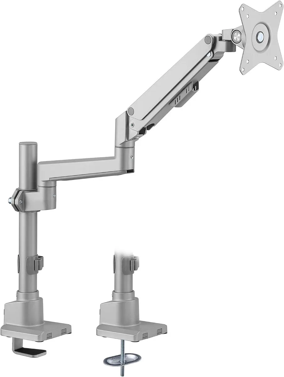 PISKEKAT PISKEKAT Single Monitor Desk Mount Gas Spring Arm Silver — product photo