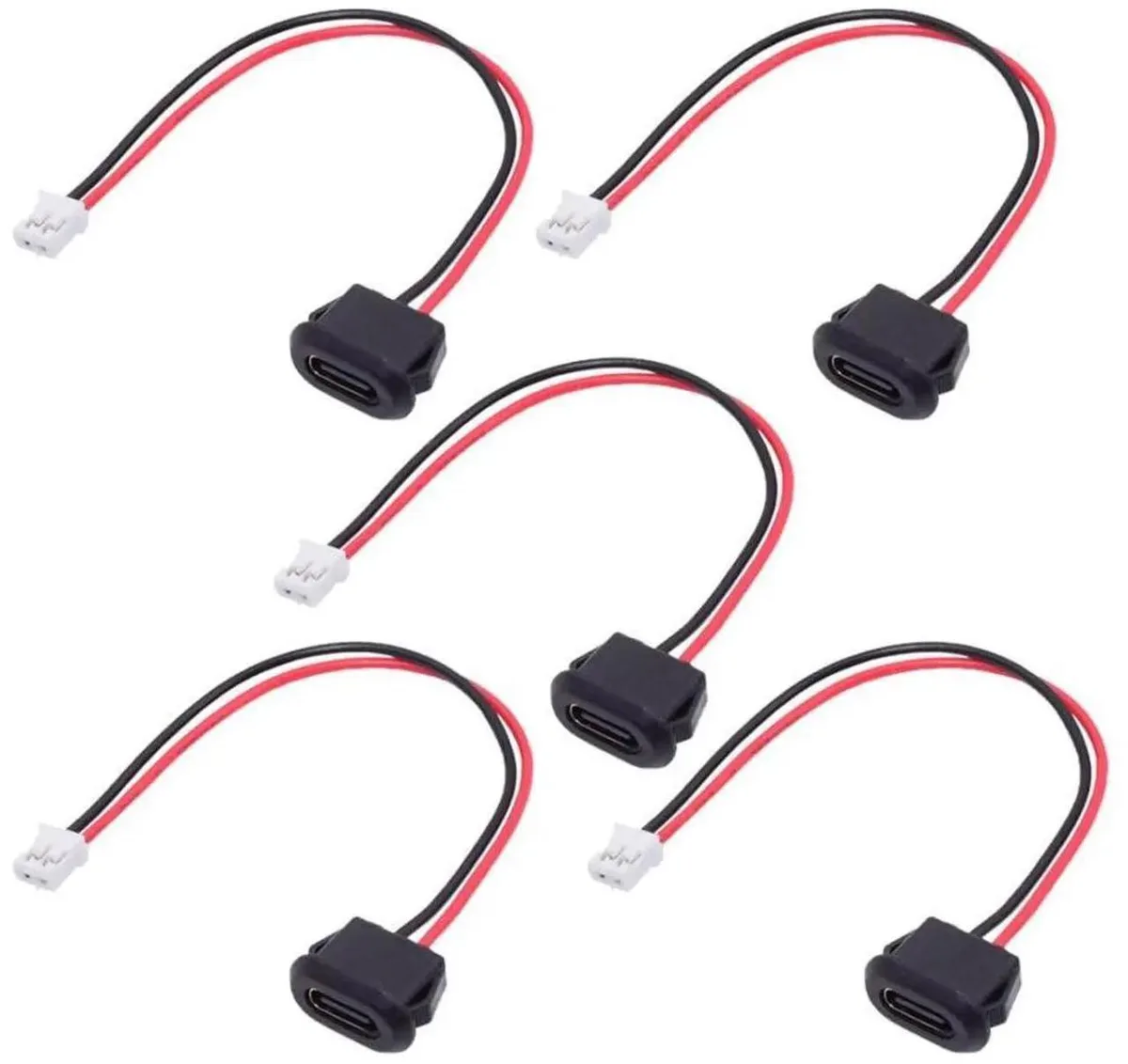 SMUGDESK SMUGDESK 2.0mm Pitch 2Pin to USB-C Female DC 5V 3A Flush Mount Charging Cable Adapter 5 Pack — product photo