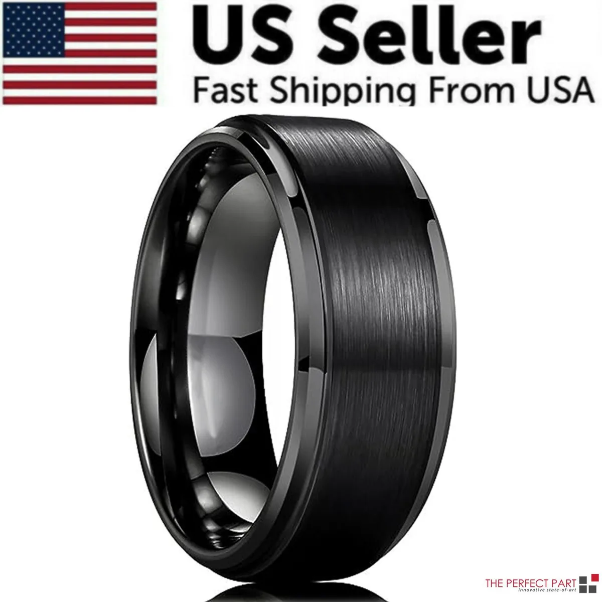 The Perfect Part The Perfect Part Tungsten Carbide Wedding Band Silver Black Size 8.5 — product photo