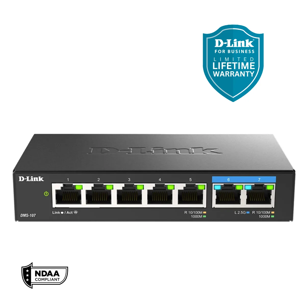 D-Link D-Link DMS107 7-port network switch 2 x 2.5G 5 x 1G — product photo