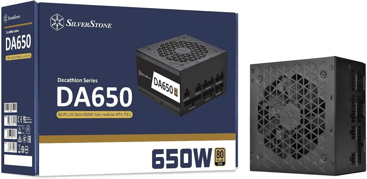 Silverstone DA650 Gold 650W PSU, compact 140mm depth, 120mm FDB fan, fully modular flat cables