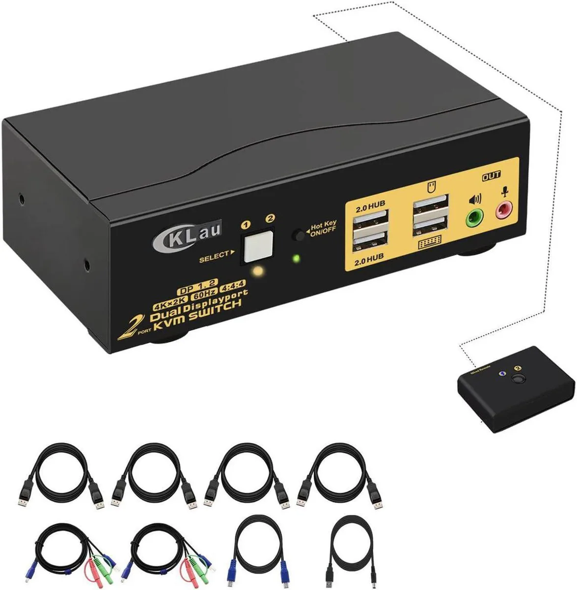Vszerda Vszerda 4K@60Hz 2-Port Dual Monitor DP 1.2 KVM Switch — product photo