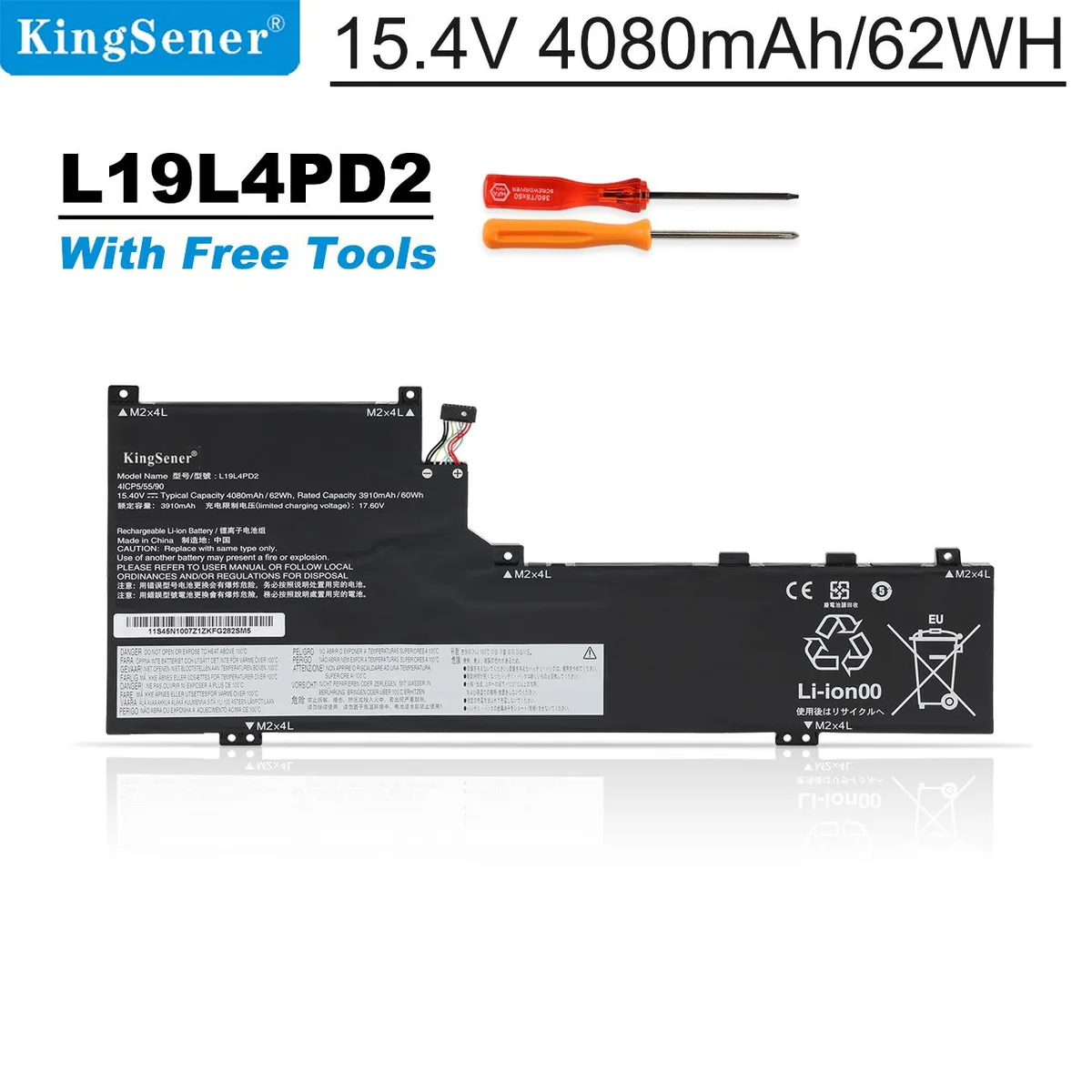 KingSener KingSener L19L4PD2 laptop battery 15.4V 4080mAh 62Wh for Lenovo IdeaPad Yoga S740-14IIL — product photo