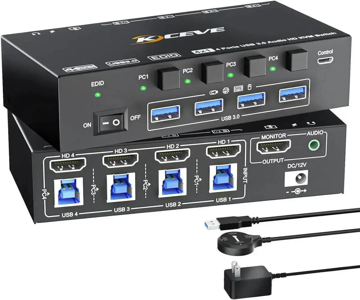 Vszerda Vszerda 4-Port HDMI KVM Switch 8K@60Hz USB 3.0 Audio — product photo