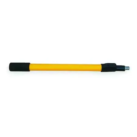 Yellow telescoping pole with aluminum inner and fiberglass outer sections, universal threaded tip