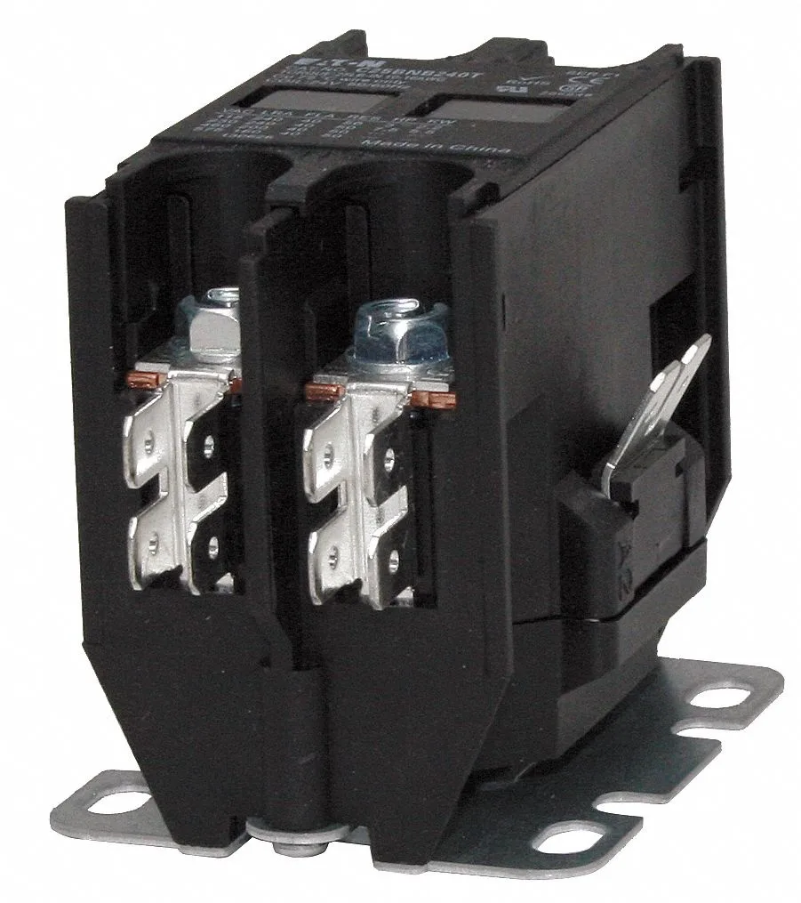 Compact rectangular electrical contactor with matte grey finish and terminal screws