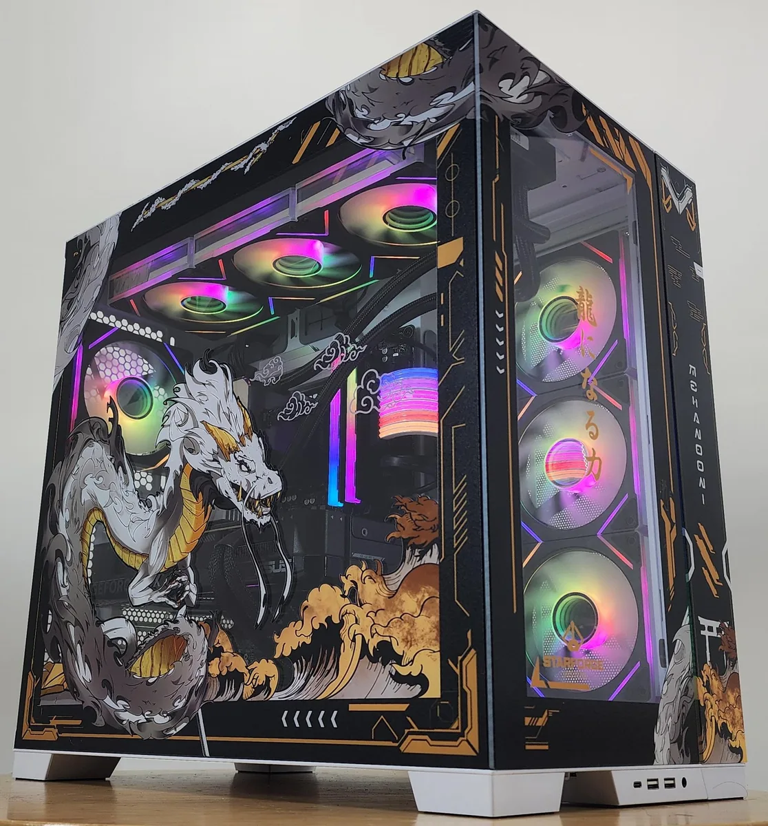 Custom Custom Gaming PC Ultra 7 270K 32GB DDR5 1TB RTX 4070 SUPER 12GB Windows 11 Home 360mm AIO RGB Golden Dragon — product photo