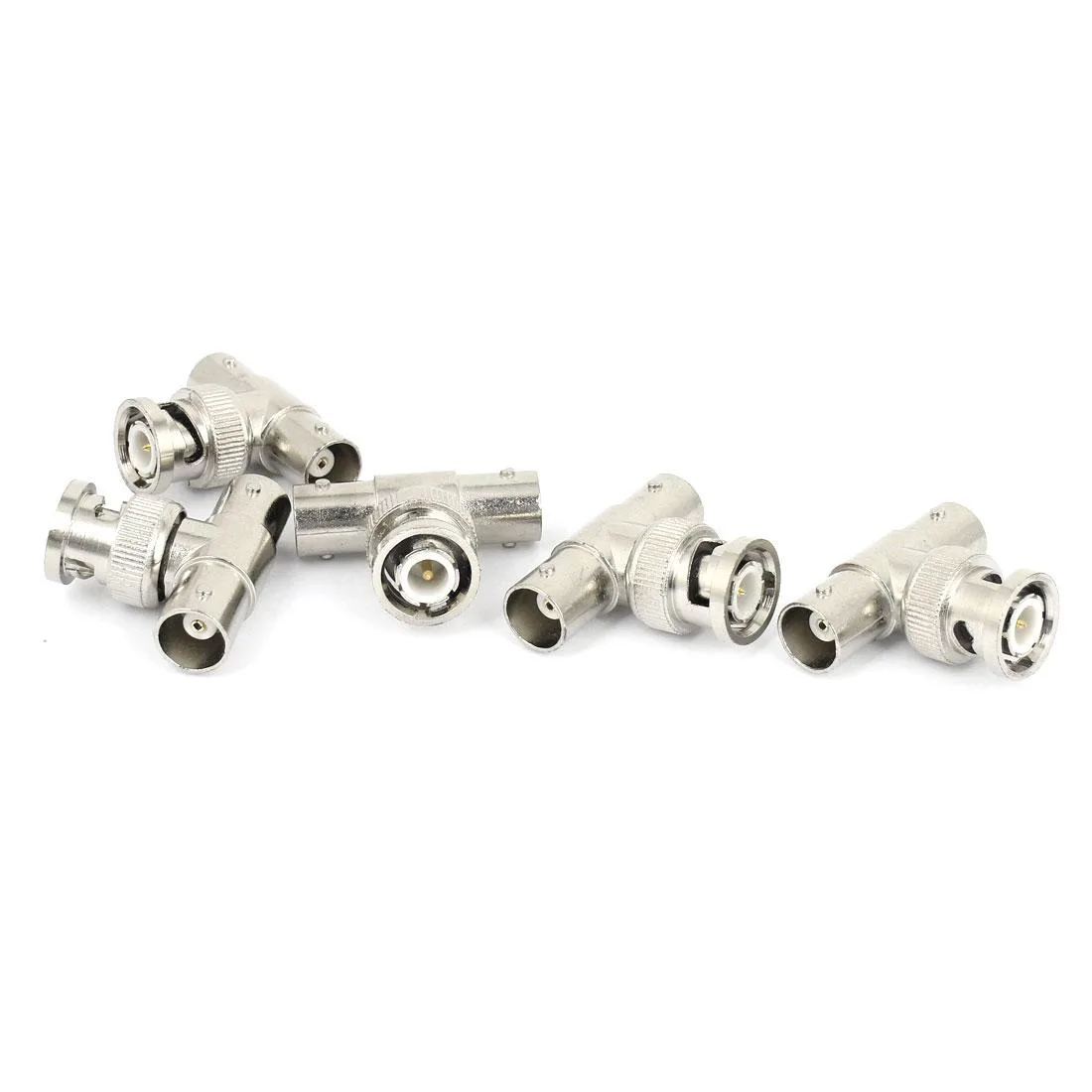 Unique-Bargains Unique-Bargains BNC Male to Dual Female T Adapter 5 Pack Silver 33x27x14mm 63g — product photo