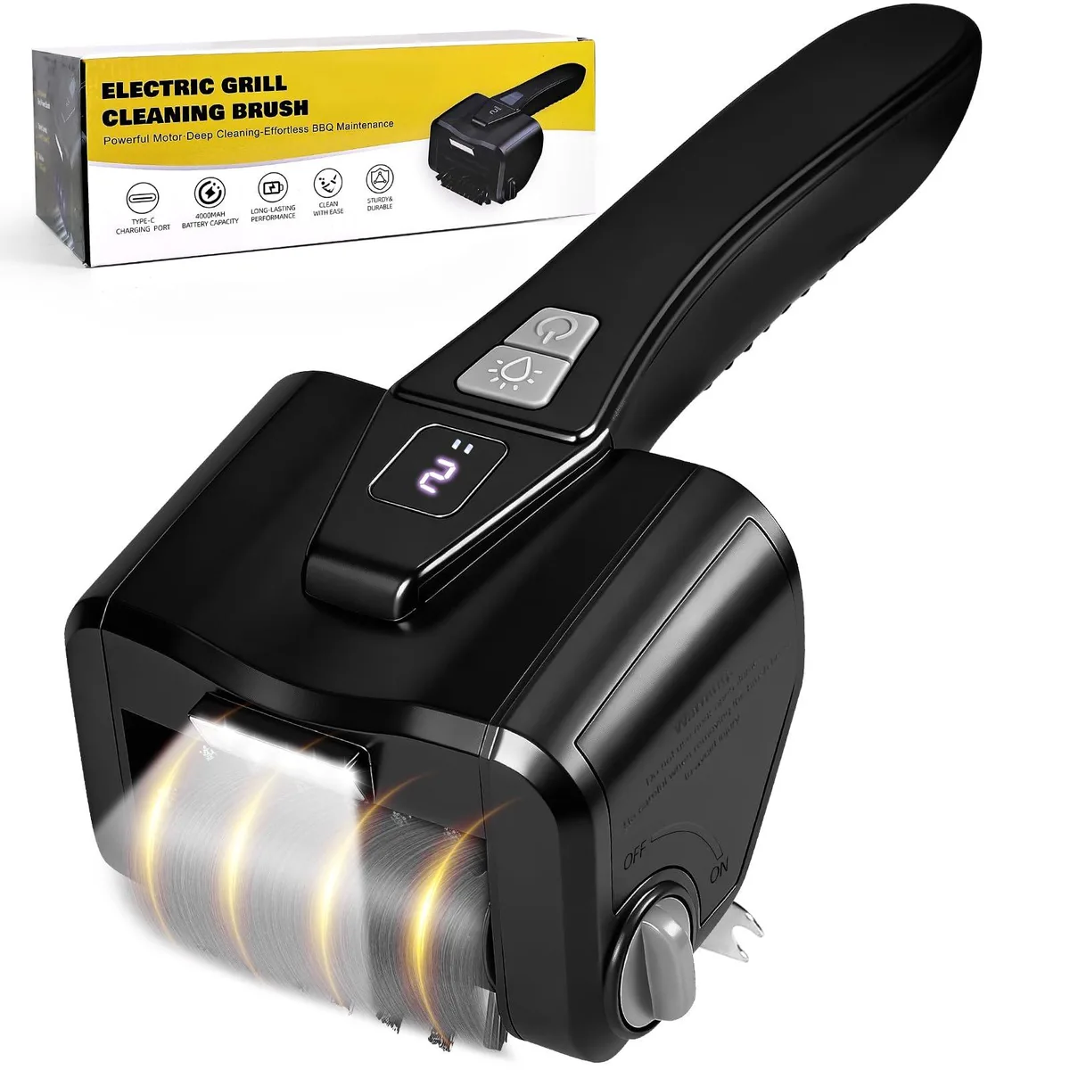 Electric Grill Brush 800 RPM Cordless 4000mAh Cleaning Kit — product photo