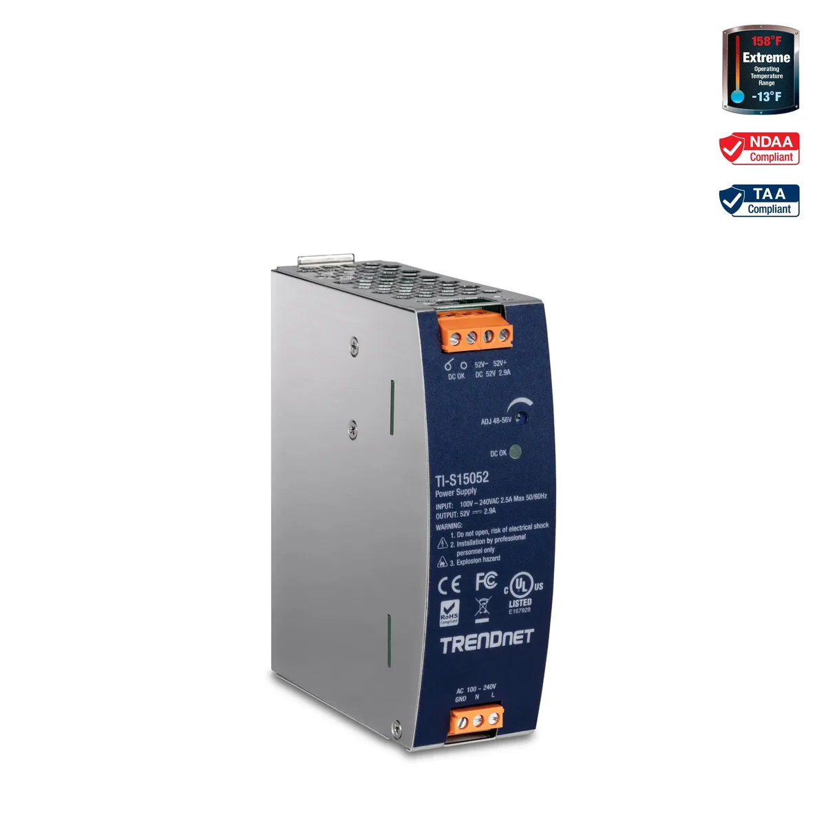 TRENDnet TRENDnet TI-S15052 150W 52V DC DIN-Rail UPS — product photo