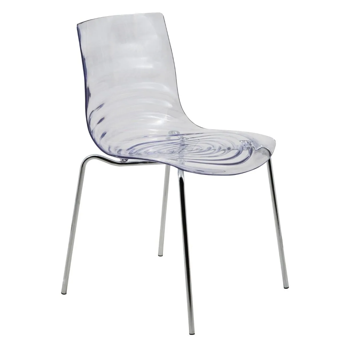 LeisureMod LeisureMod Astor Water Drop Dining Side Chair Clear Chrome Legs — product photo
