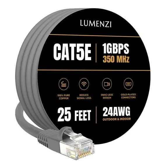 Lumenzi Lumenzi EC-5E-25-GRY-1 Cat 5e Ethernet Cable 25 FT Grey — product photo