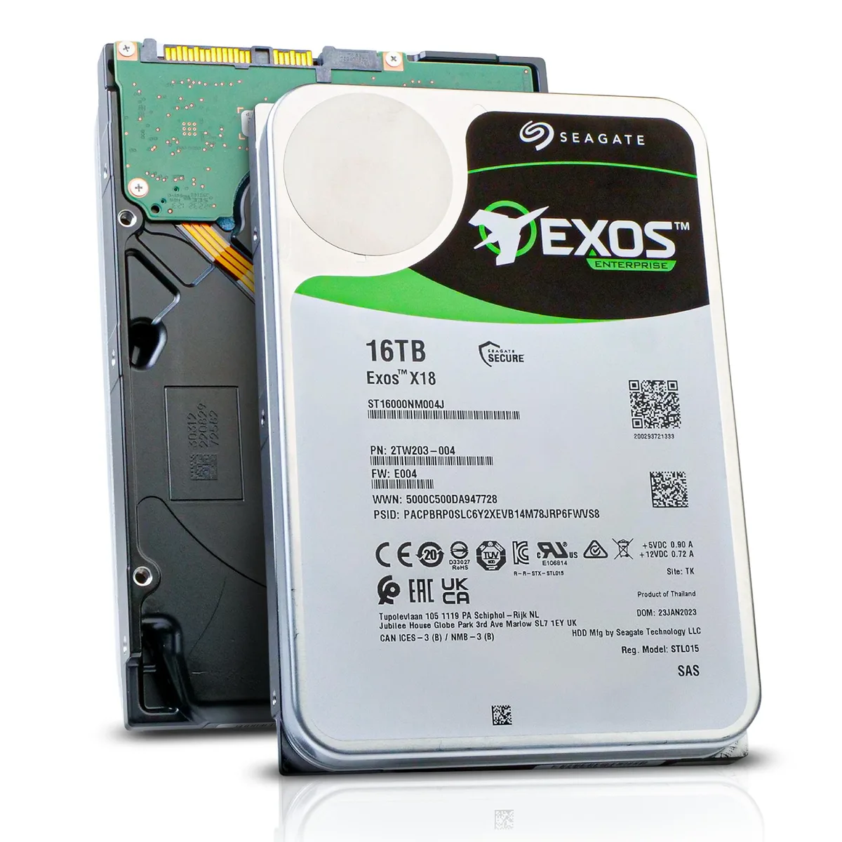 Seagate Seagate Exos X18 ST16000NM004J 16TB SAS 7200 RPM 256MB 3.5" internal hard drive — product photo