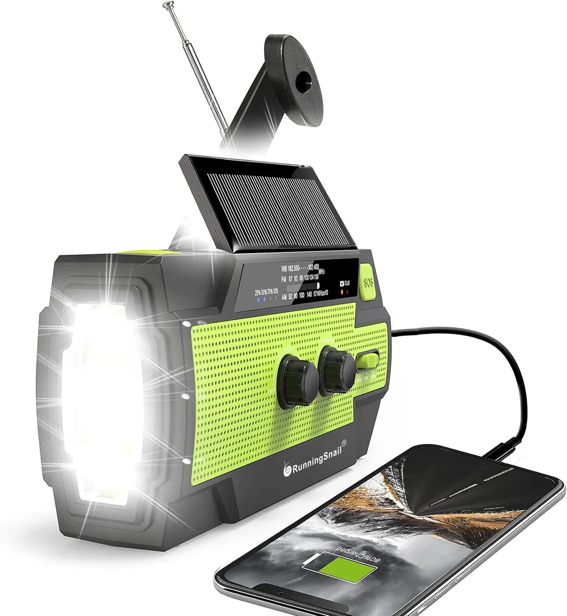  RunningSnail MD-090P Emergency Crank Weather Radio 14800mWh — product photo