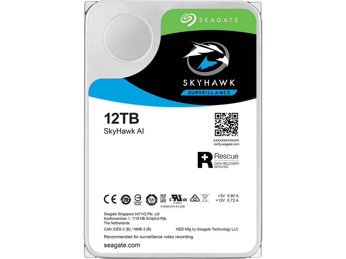 Seagate Seagate ST12000VE0008 SkyHawk AI 12TB 7200 RPM 256MB SATA 6.0Gb/s 3.5" internal hard drive — product photo