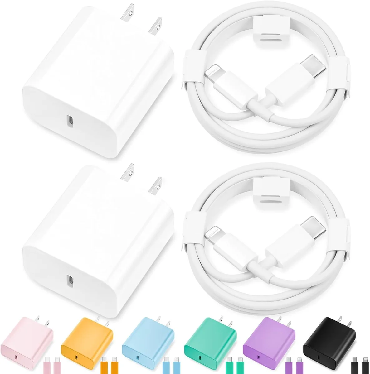 ONITOON ONITOON 20W USB-C charger 2-pack with 6ft Lightning cable White — product photo