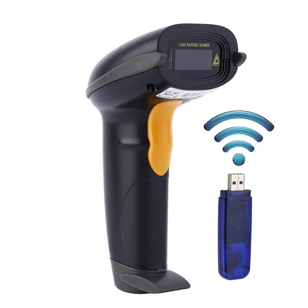 Jansicotek Jansicotek 433MHz Wireless Barcode Scanner Yellow/Black 328ft USB Receiver — product photo