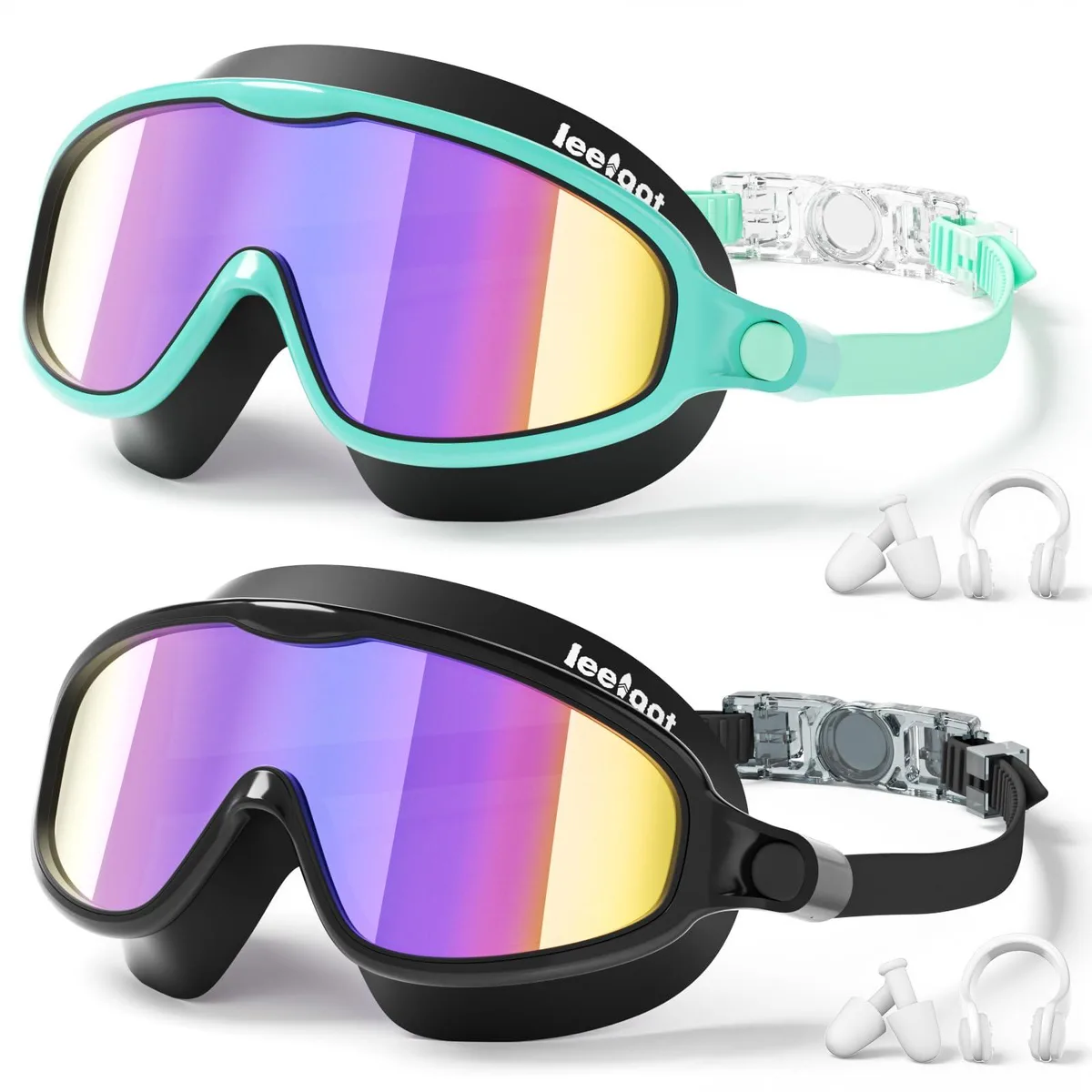  LEEIGGT Kids Swim Goggles 2 Pack Black Age 3-14 — product photo