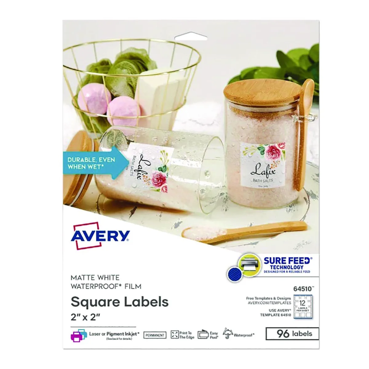 Avery Avery Durable Waterproof Labels 2" x 2" Square 96 Pack 64510 — product photo