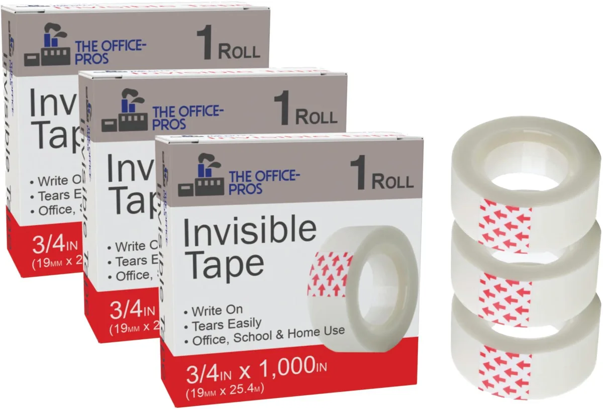 Three clear tape rolls matte finish 1000 inches each