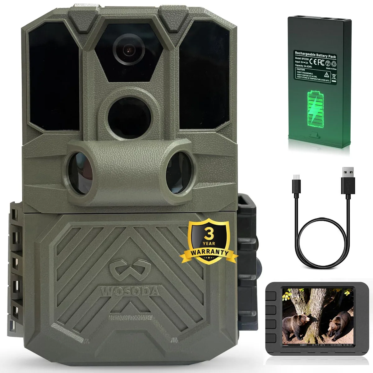 WOSODA G300Plus 40MP 2K Trail Camera 2200mAh — product photo