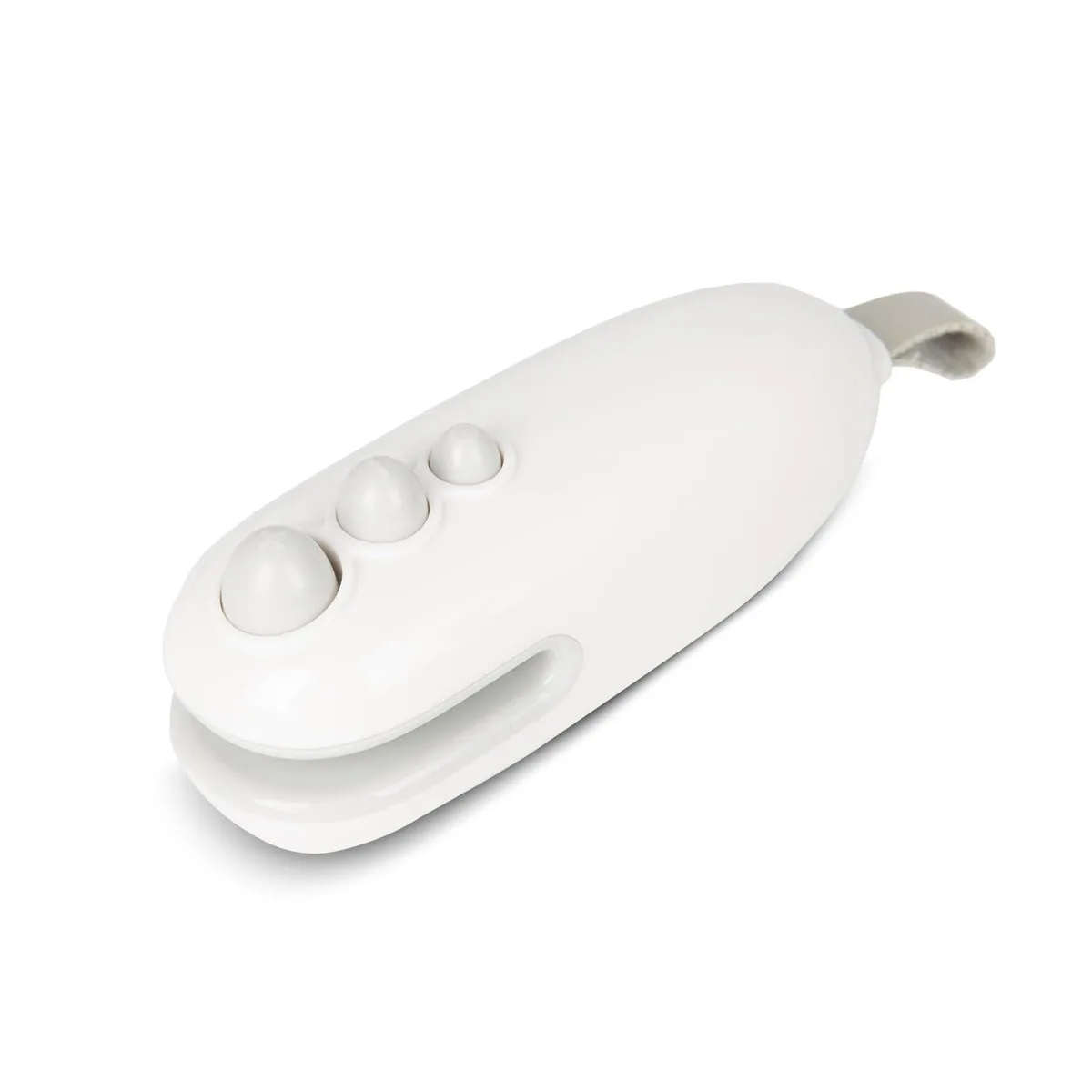 White handheld mini bag sealer with USB-C port and built-in magnet