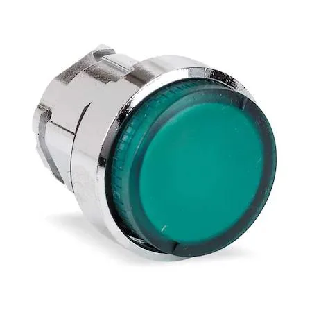Schneider Electric 22 mm extended green push button, metal head and bezel