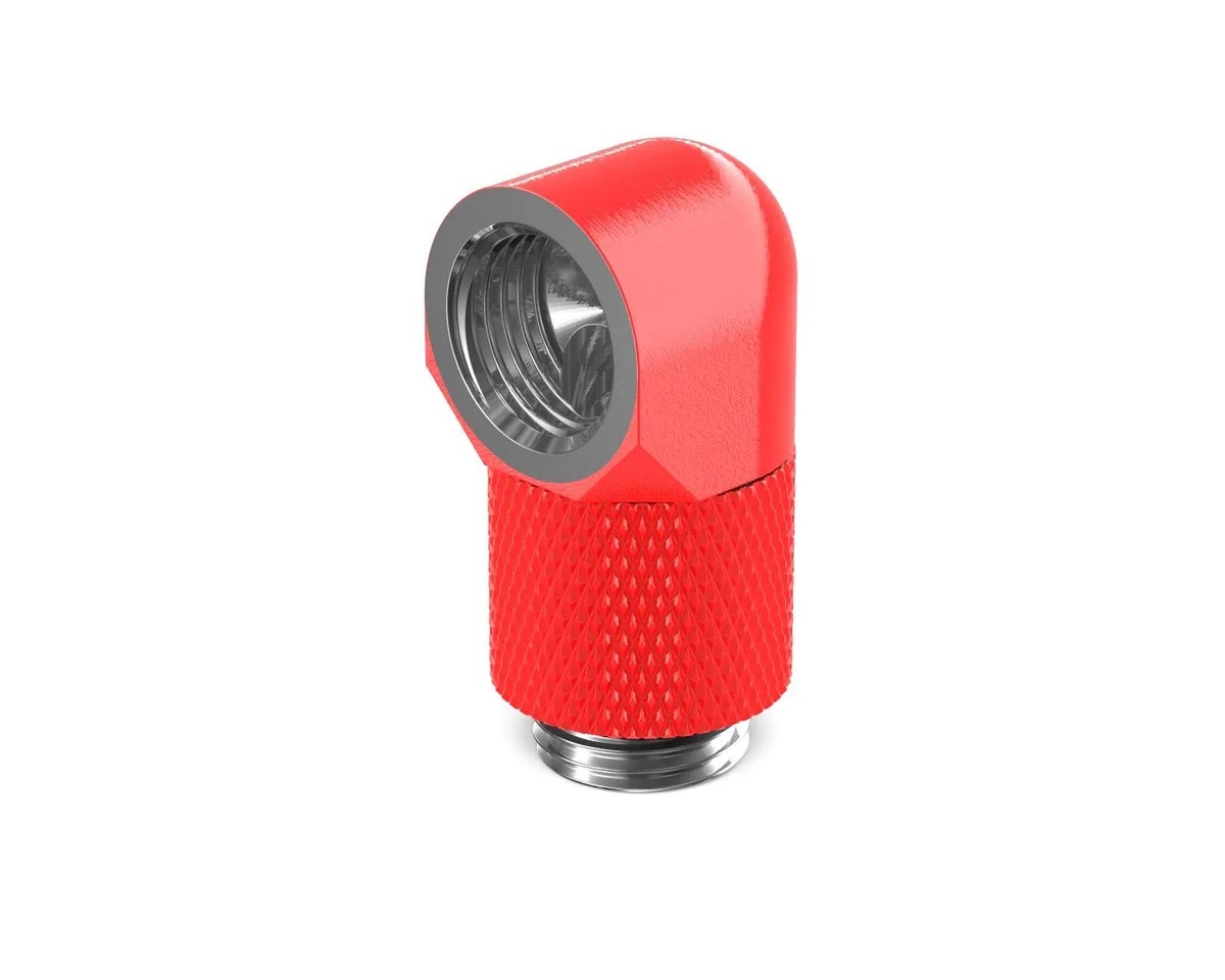 PrimoChill PrimoChill Male to Female G1/4 90° Rotary 15mm Extension Elbow Fitting UV Red diy cooling — product photo
