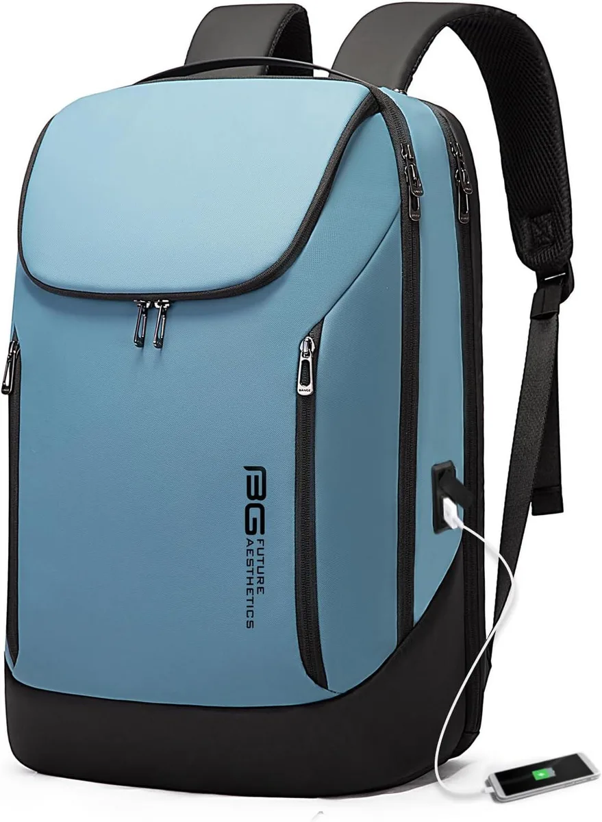 BFKK BFKK Business Smart Backpack Waterproof 15.6 Inch Laptop USB Light Blue — product photo