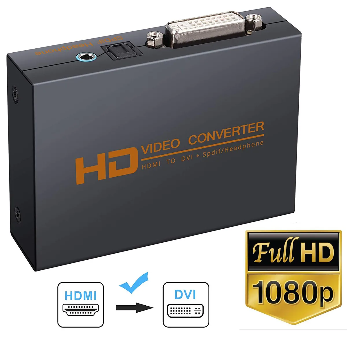 LUOM LUOM HDMI to DVI Audio Extractor 1080p 5.1CH 3.5mm Optical — product photo