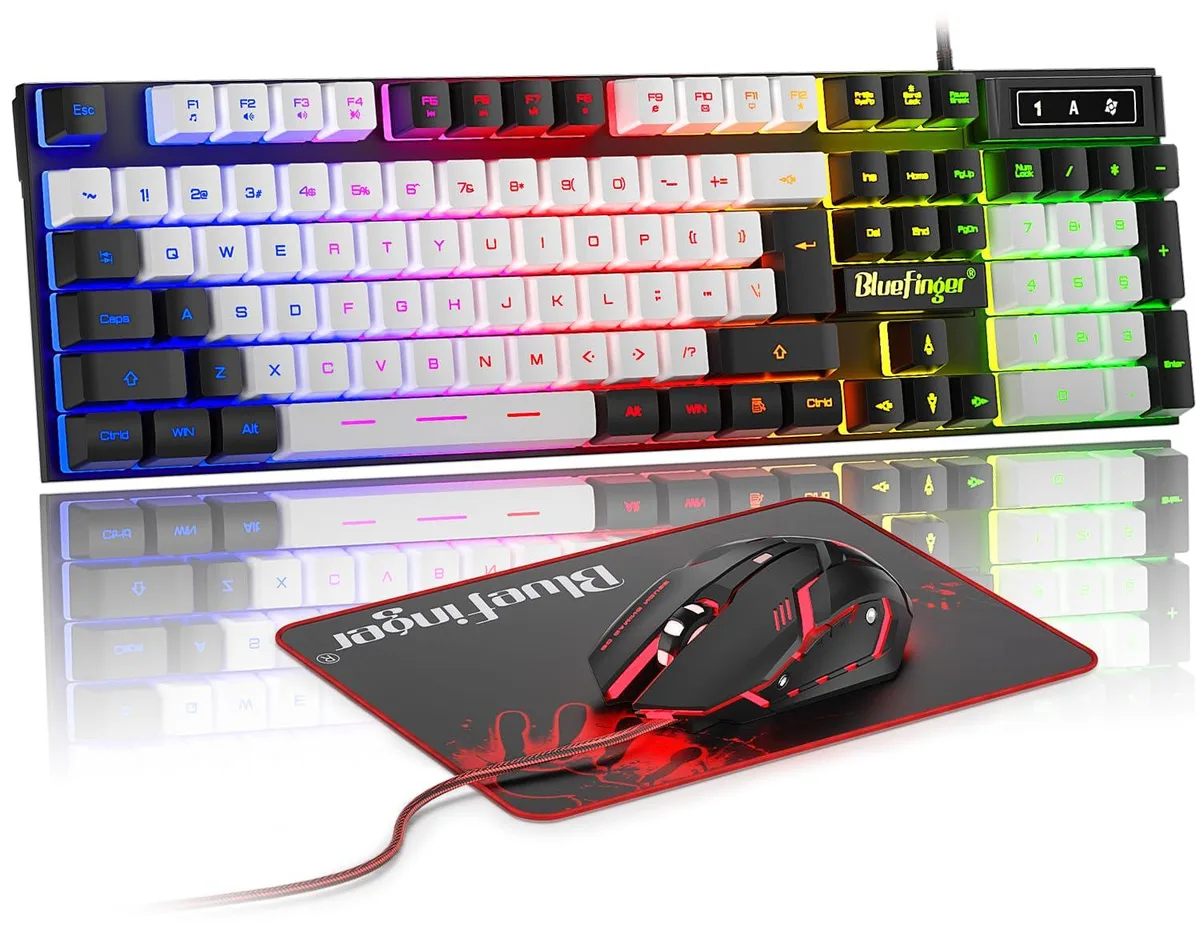 Redragon RGB Gaming Keyboard and Mouse Combo 104 keys 59 inch mouse cable 12.5 x 9.4 inch pad — product photo