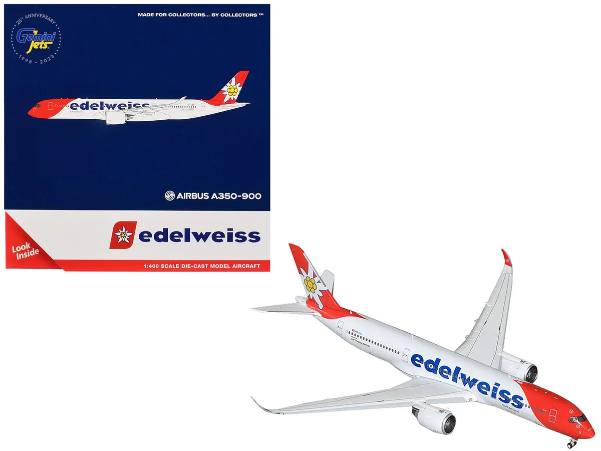 GeminiJets GeminiJets Airbus A350-900 1/400 Edelweiss Air Flaps Down hobby collectible — product photo