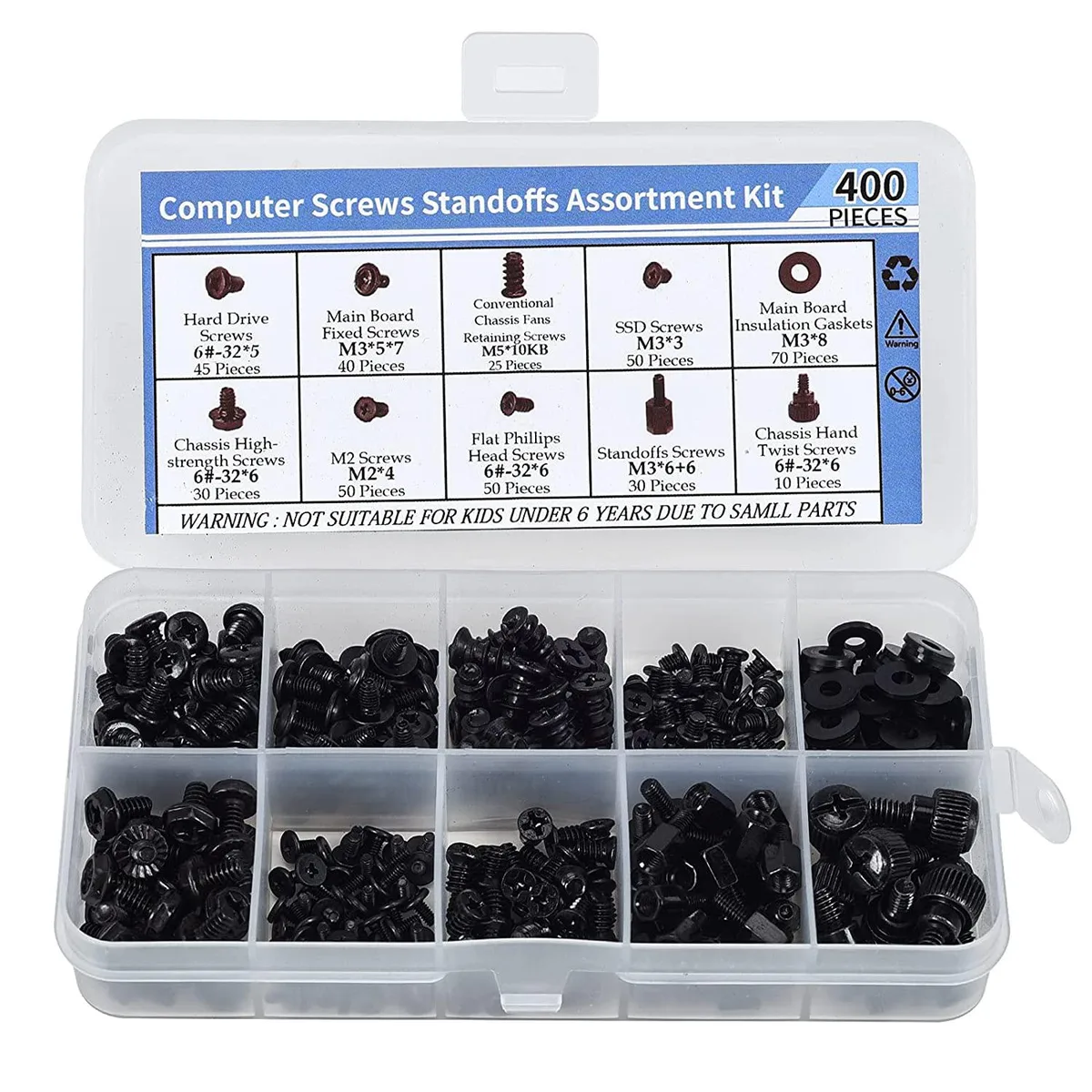 Corn Electronics Corn Electronics 400PCS Computer Screws Standoffs Assortment Kit — product photo