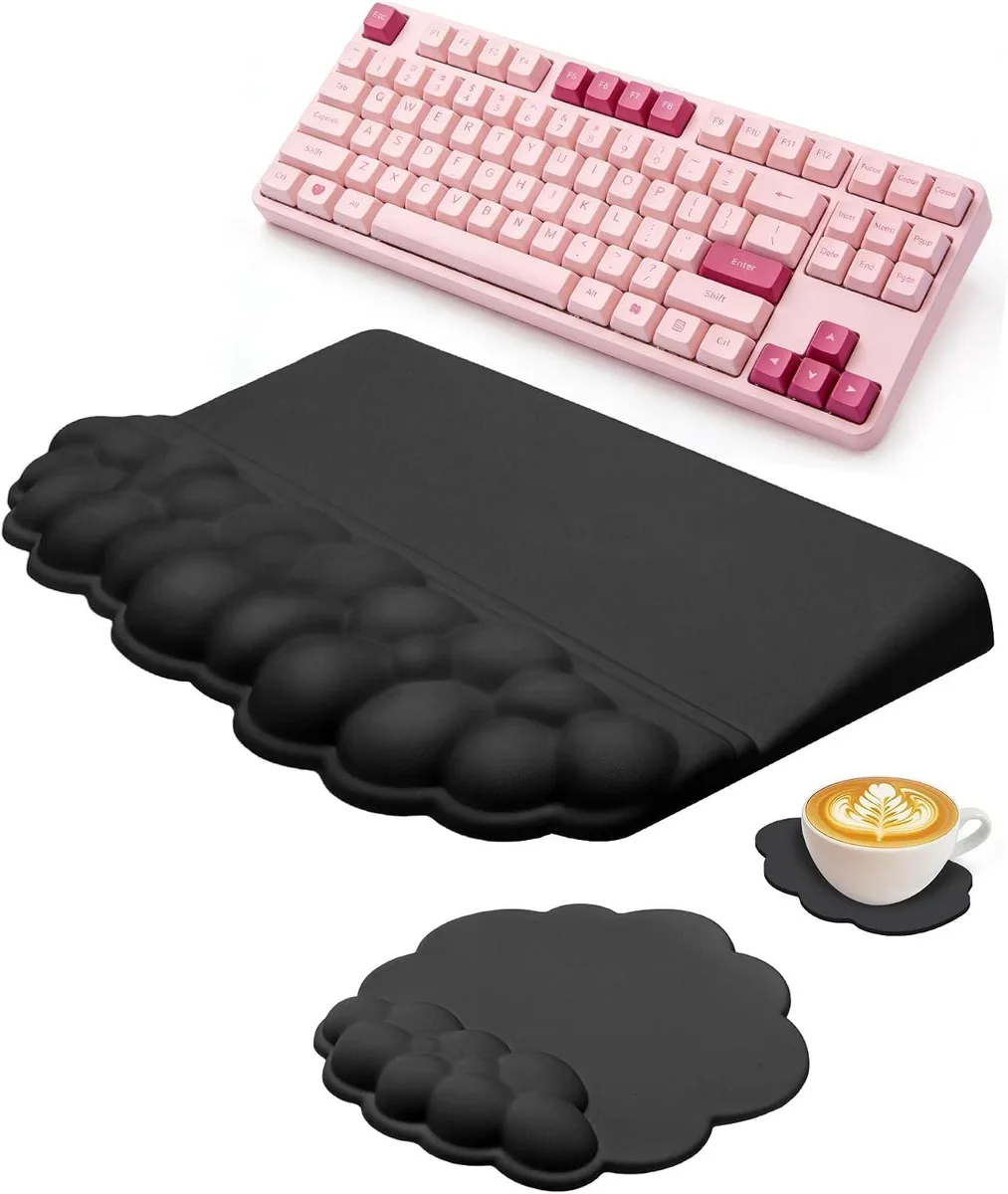 Emerson Emerson Cloud Wrist Rest Set Keyboard Mouse Black — product photo