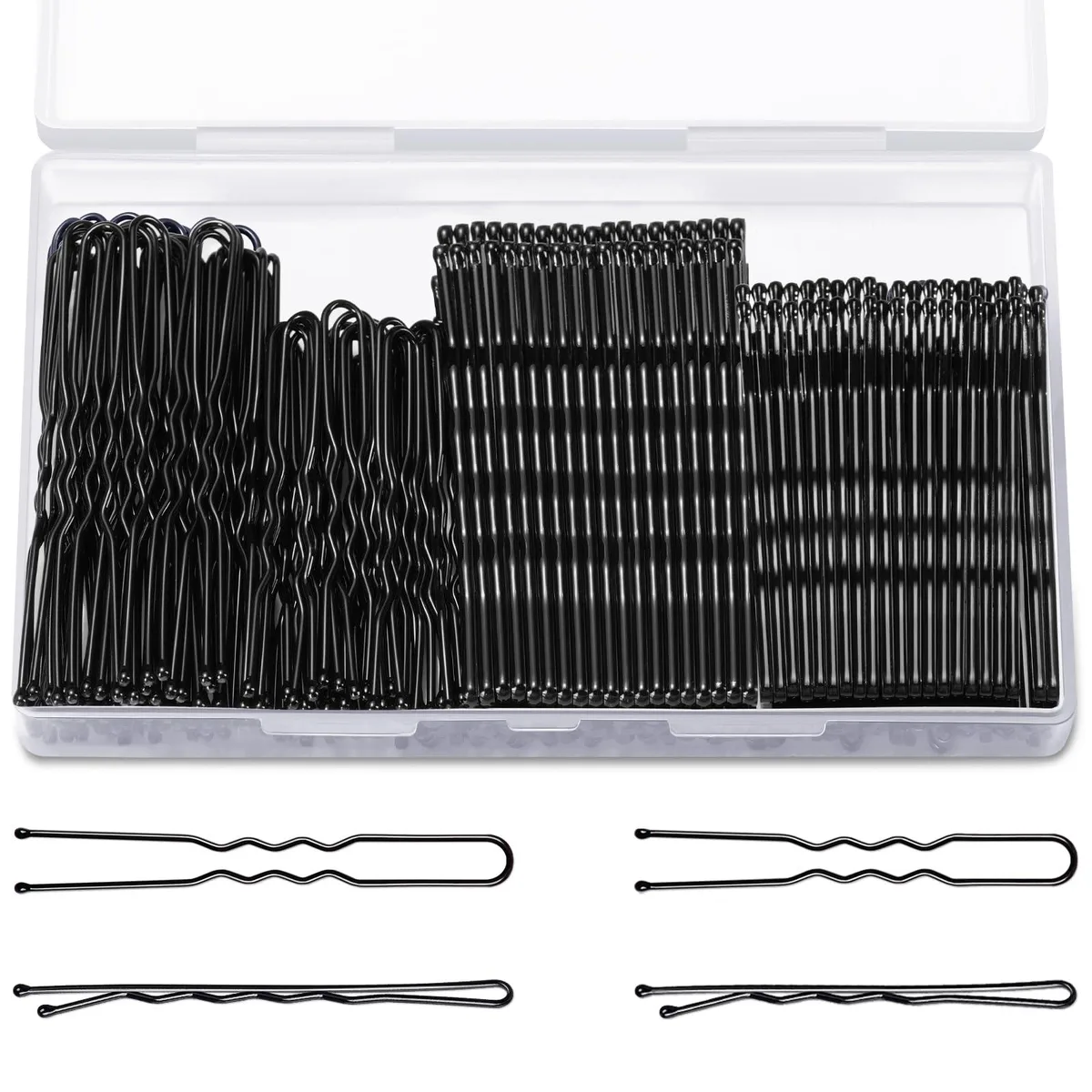  TsMADDTs Bobby Hair Pins Kit 200 pcs 2.4in and 2in Black — product photo