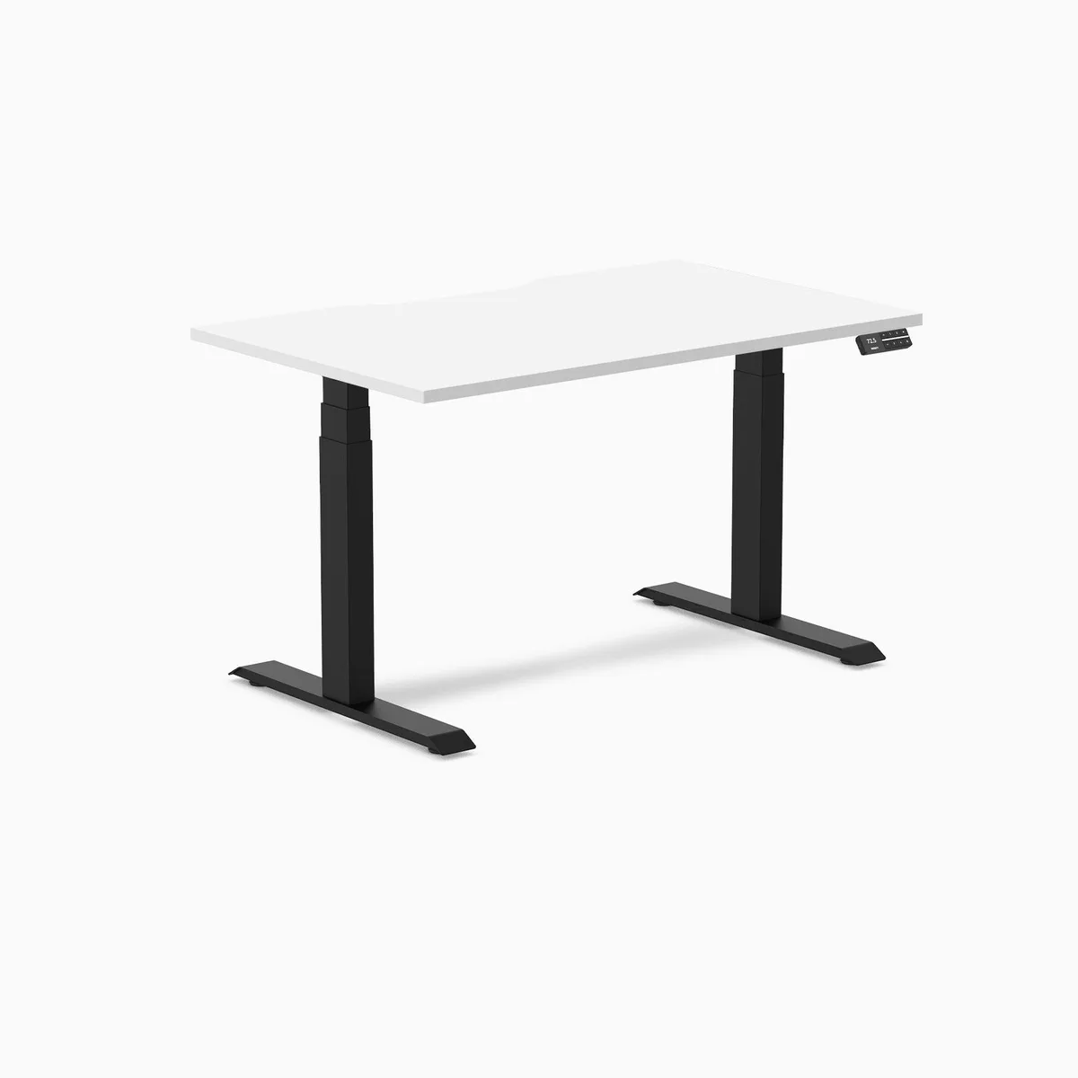 Desky Desky Dual Scalloped Laminate Sit Stand Desk White 47.2 x 29.5 in Matte Black — product photo