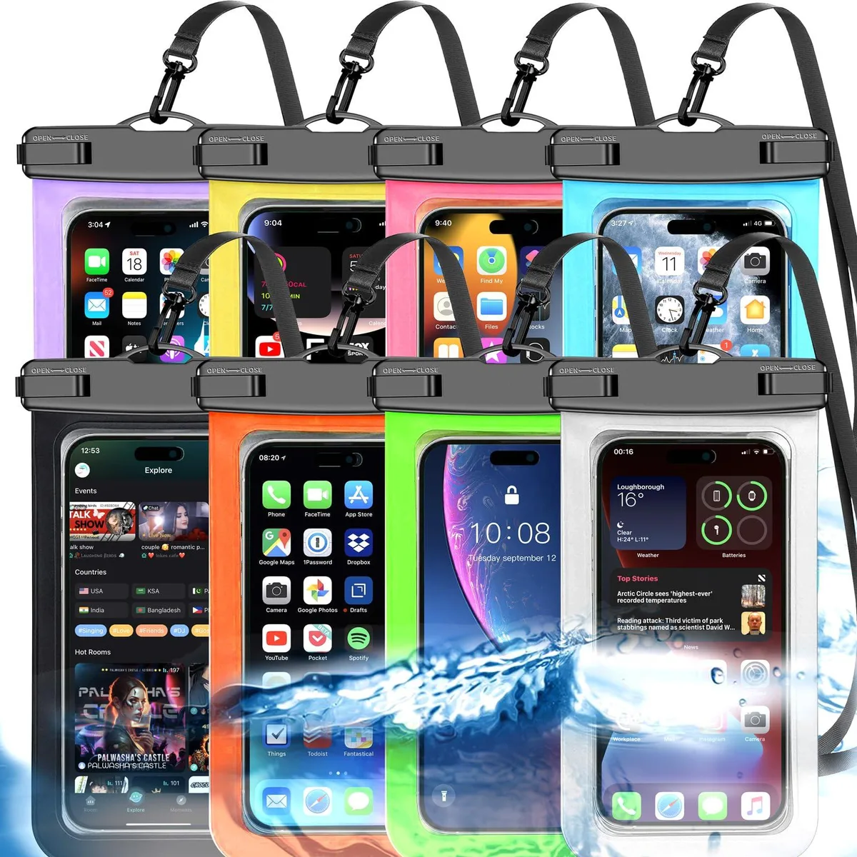  Famoby Phone Pouch case 3P-10P 2 Waterproof Case 8 Pack Multicolor IP68 8.3 — product photo