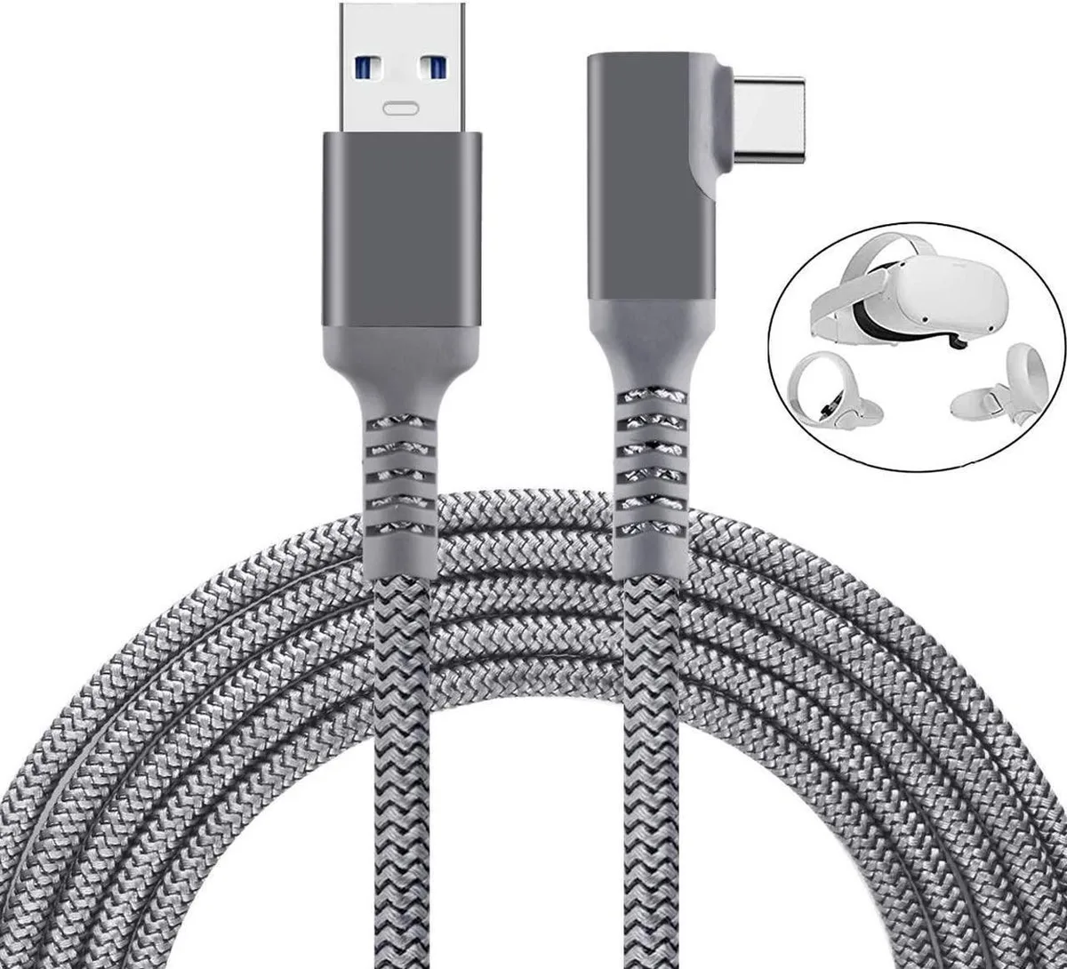 Vszerda Vszerda 16.4 ft VR Link Cable USB 3.2 Gen1 90° Type-C to USB-A 5Gbps — product photo