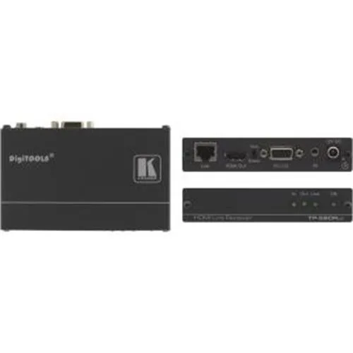 Compact rack-mountable receiver unit with HDMI and RJ-45 ports