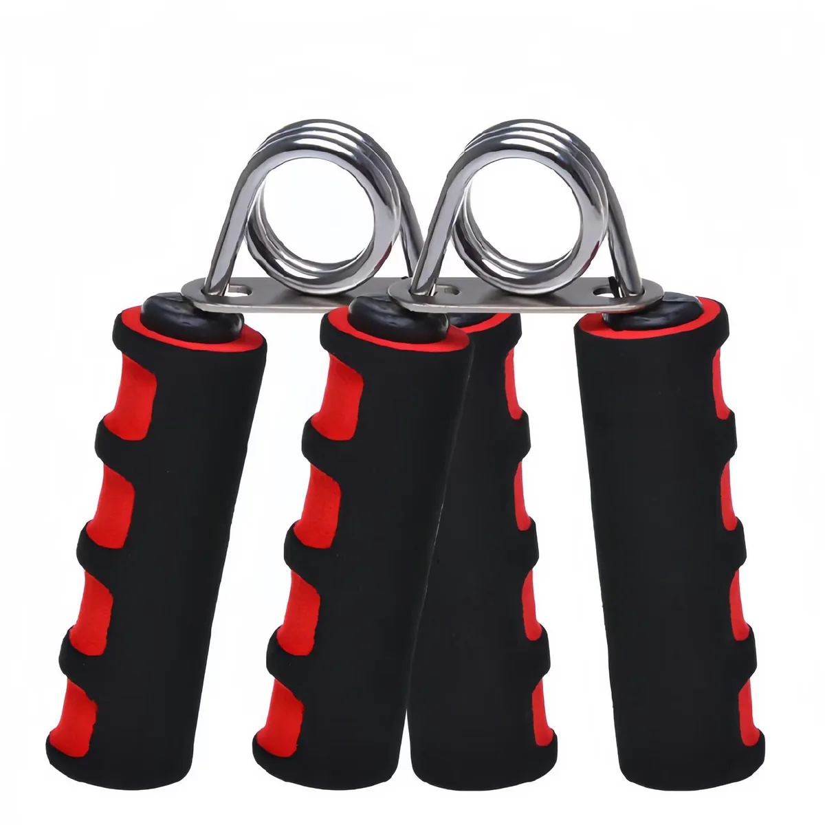 Pair of red foam hand grippers, 5.3 by 3.5 inches, 20 to 25 lb resistance