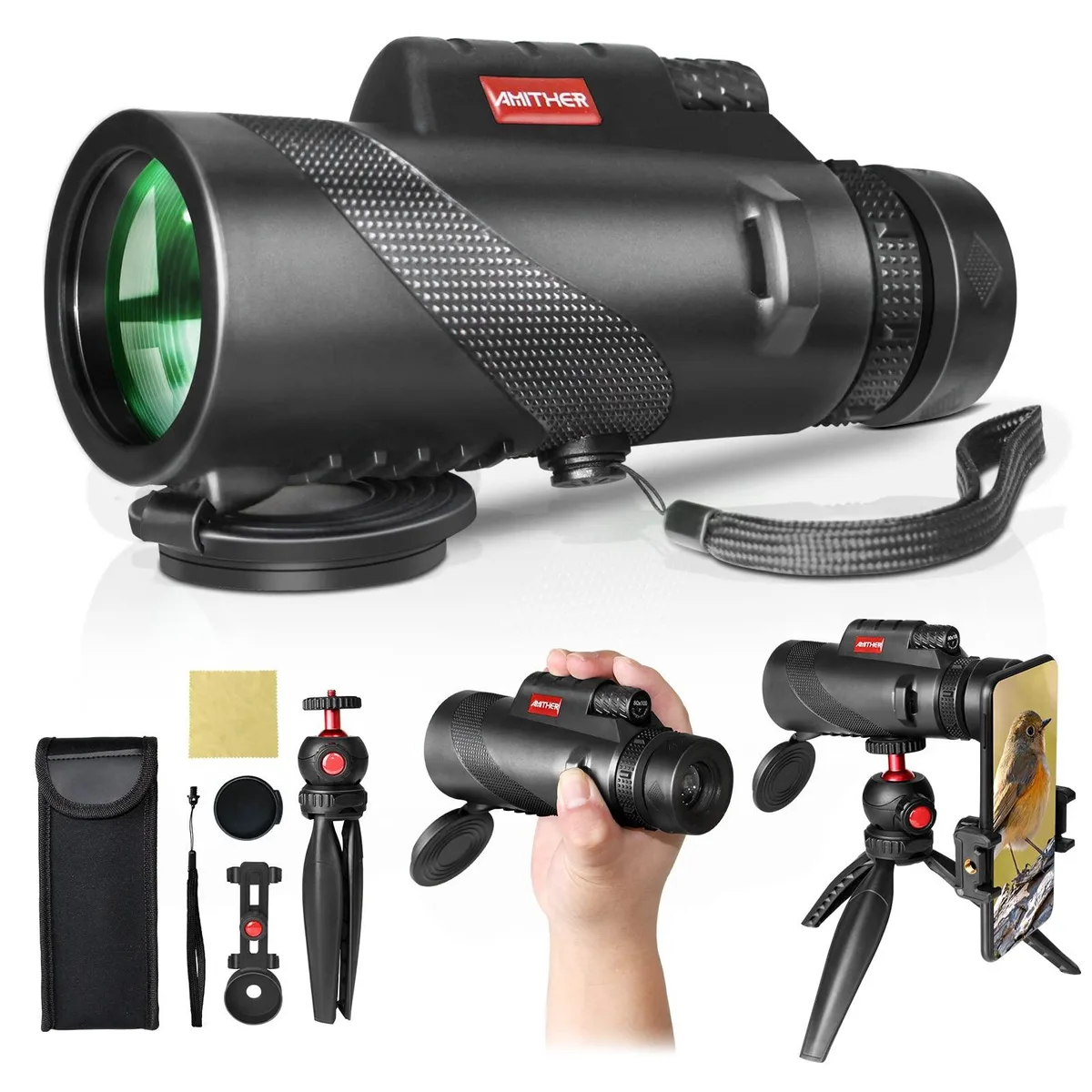 80x100 Monocular Telescope DT5060 with Tripod & Smartphone Adapter — product photo
