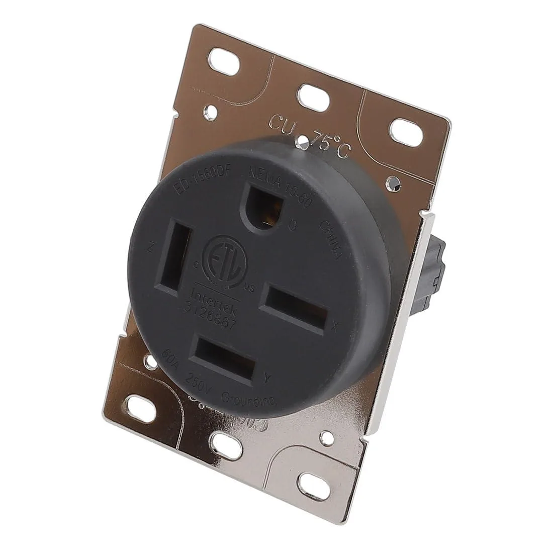 LORDWORLD LORDWORLD NEMA 15-60R 60A 250V 3P4W Flush Receptacle — product photo