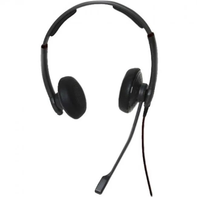 Black over-ear headset with boom mic and inline controls