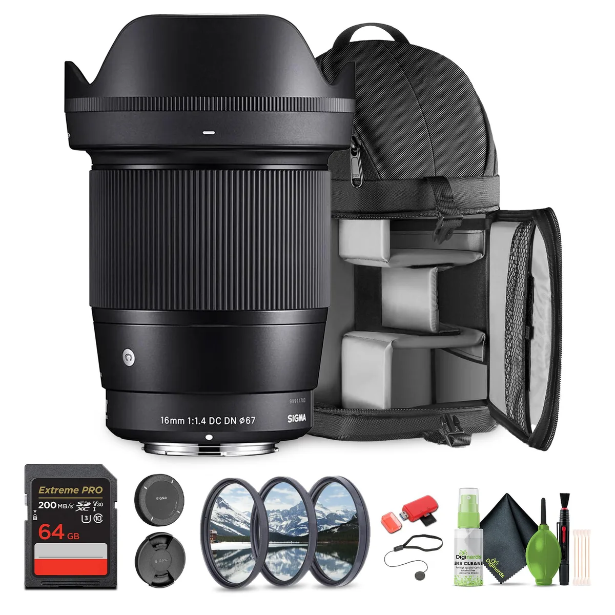 SIGMA SIGMA 16mm f/1.4 DC DN Contemporary Canon RF Bundle 2 camera lens — product photo