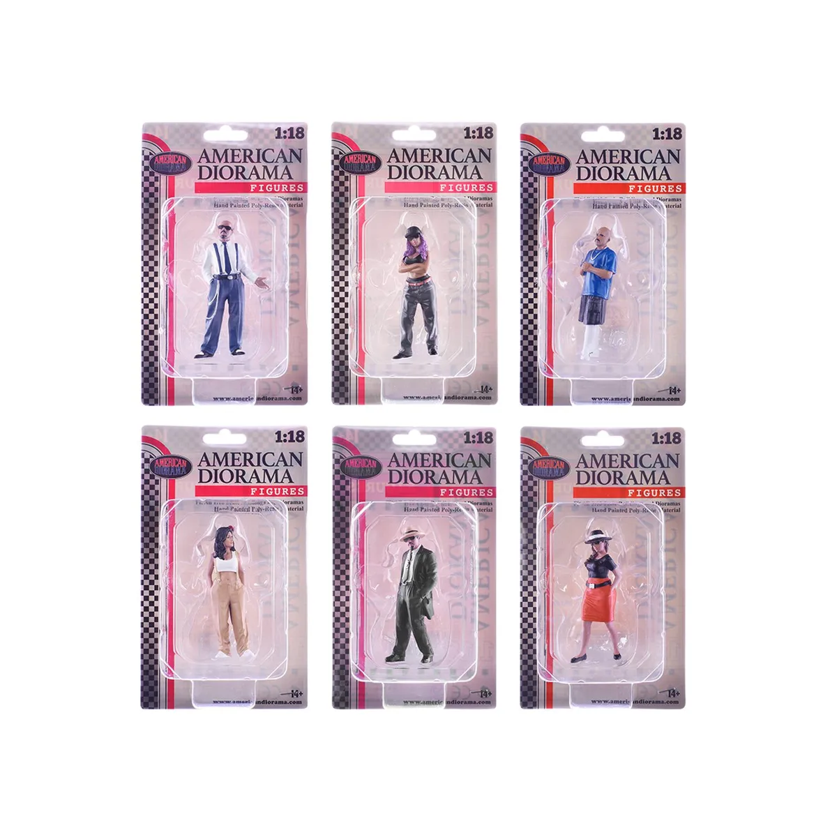 American Diorama American Diorama "Hanging Out 3" 6 Figure Set 1/18 Scale — product photo
