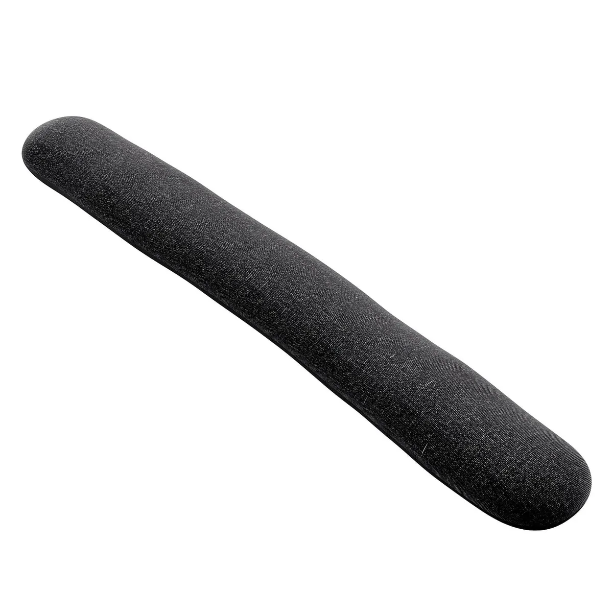 Rectangular black and gray wrist rest with beaded fill, cotton top, polyester base, 66 cm square